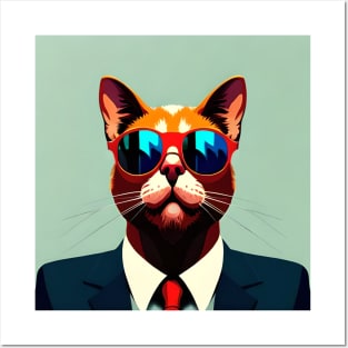 Stylish Whiskers Business Mogul Posters and Art